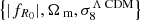 $ \left\{|f_{R_0}|, {\Omega_{\text{ m}}}, \sigma_{8}^{{\Lambda\text{ CDM}}} \right\} $