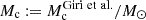 $ M_{\mathrm{c}}~{:=}~M_{\mathrm{c}}^{\mathrm{Giri~et~al.}} / M_{\odot} $