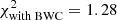 $ \chi ^2_{{\textrm {with BWC}}} = 1.28 $