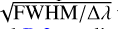 $\[\sqrt{\mathrm{FWHM} / \Delta \lambda}\]$