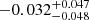$ -0.032_{-0.048}^{+0.047} $