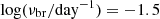 $ \log(\nu_{\mathrm{br}}/\mathrm{day}^{-1}) = -1.5 $