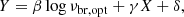 $$ \begin{aligned} Y = \beta \log \nu _{\mathrm{br,opt} } + \gamma X + \delta , \end{aligned} $$