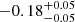 $ -0.18^{+0.05}_{-0.05} $