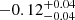 $ -0.12^{+0.04}_{-0.04} $