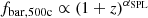 $ f_{\mathrm {bar, 500c}} \propto \left (1 + z\right )^{\alpha _{\mathrm {SPL}}} $