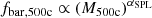 $ f_{\mathrm {bar, 500c}} \propto \left (M_{\mathrm {500c}}\right )^{\alpha _{\mathrm {SPL}}} $