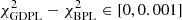 $ \chi ^{2}_{\mathrm {GDPL}} - \chi ^{2}_{\mathrm {BPL}} \in [0, 0.001] $