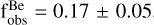 $\mathrm{f}_{\mathrm{obs}}^{\mathrm{Be}}=0.17 \pm 0.05$