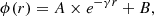 $$ \begin{aligned} \phi (r) = A \times e^{-\gamma r} + B , \end{aligned} $$