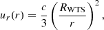 $$ \begin{aligned} u_r(r)=\frac{c}{3}\left(\frac{R_{\mathrm{WTS} }}{r}\right)^2, \end{aligned} $$
