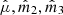 $ \hat{\mu}, \hat{m}_2, \hat{m}_3 $