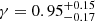 $ \gamma = 0.95^{+0.15}_{-0.17} $