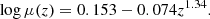 $$ \begin{aligned} \log \mu (z)&= 0.153 - 0.074 z^{1.34}. \end{aligned} $$