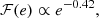 $$ \begin{aligned} \mathcal{F} (e) \propto e^{-0.42}, \end{aligned} $$