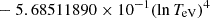 $ \phantom{\exp[} - 5.68511890 \times 10^{-1} (\ln T_{\mathrm{eV}})^{4} $