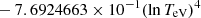 $ \phantom{\exp[} - 7.6924663 \times 10^{-1} (\ln T_{\mathrm{eV}})^{4} $