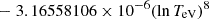 $ \phantom{\exp[} - 3.16558106\times 10^{-6} (\ln T_{\mathrm{eV}})^{8} $