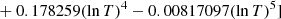 $ \phantom{10^{-25} [} + 0.178259 (\ln T)^{4} - 0.00817097 (\ln T)^{5} ] $