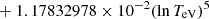 $ \phantom{\exp [} + 1.17832978\times 10^{-2} (\ln T_{\mathrm{eV}})^{5} $