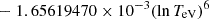 $ \phantom{\exp [} - 1.65619470\times 10^{-3} (\ln T_{\mathrm{eV}})^{6} $