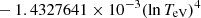 $ \phantom{\exp [} -1.4327641 \times 10^{-3} (\ln T_{\mathrm{eV}})^{4} $