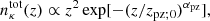 $$ n^{\mathrm {tot}}_{\kappa }(z) \propto z^2 \exp [-(z/z_{\mathrm {pz; 0}})^{\alpha _{\mathrm {pz}}}], $$