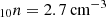 $ _{10} n = 2.7\,\rm cm^{-3} $