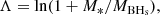 $$ \begin{aligned} \Lambda =\ln (1+M_{*}/M_{\rm BH_s}), \end{aligned} $$