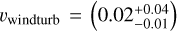 $v_{\text {windturb}}=\left(0.02_{-0.01}^{+0.04}\right) v_{\infty}$