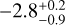 $-2.8_{-0.9}^{+0.2}$