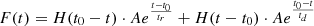 $$ F(t)= H(t_0 - t)\cdot A e^{\frac {t-t_0}{t_r}} + H(t-t_0) \cdot A e^{\frac {t_0 -t}{t_d}} $$