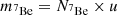 $ m_{{}^7{\mathrm {Be}}} = N_{{}^7{\mathrm {Be}}} \times u $
