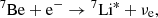 $$ {}^7\mathrm {Be}+ \mathrm {e}^- \rightarrow {}^7\mathrm {Li}^{\ast }+ \nu _\mathrm {e}, $$