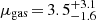 $ \mu_{\mathrm{gas}}\,{=}\,3.5^{+3.1}_{-1.6} $