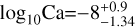 $\log _{10} \mathrm{Ca}=-8_{-1.34}^{+0.9}$