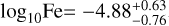 $\log _{10} \mathrm{Fe}=-4.88_{-0.76}^{+0.63}$
