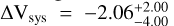 $\Delta \mathrm{V}_{\text {sys}}=-2.06_{-4.00}^{+2.00}$