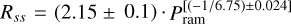 ${R_{ss}} = (2.15 \pm 0.1) \cdot P_{{\rm{ram\;}}}^{[( - 1/6.75) \pm 0.024]}$