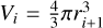 ${V_i} = \frac{4}{3}\pi r_{i + 1}^3$