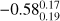 $-0.58_{0.19}^{0.17}$