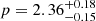 $ p = 2.36_{-0.15}^{+0.18} $