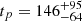 $ t_{p} = 146_{-64}^{+95} $
