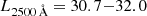 $ L_{2500\,\AA}=30.7{-}32.0 $