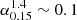 $ \alpha_{0.15}^{1.4}\sim0.1 $