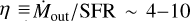 $\[\eta \equiv \dot{M}_{\text {out}} / \mathrm{SFR} \sim 4{-}10\]$
