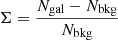 $ \Sigma = \frac{N_{\mathrm{gal}}-N_{\mathrm{bkg}}}{N_{\mathrm{bkg}}} $