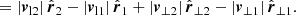 $$ \begin{aligned}&= \left| \boldsymbol{v}_{\mathrm{l} 2} \right| \hat{\boldsymbol{r}}_{2} - \left| \boldsymbol{v}_{\mathrm{l} 1} \right| \hat{\boldsymbol{r}}_{1} + \left| \boldsymbol{v}_{\perp 2} \right| \hat{\boldsymbol{r}}_{\perp 2} - \left| \boldsymbol{v}_{\perp 1} \right| \hat{\boldsymbol{r}}_{\perp 1}. \end{aligned} $$