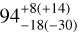 $94_{ - 18( - 30)}^{ + 8( + 14)}$