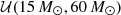 $ {\cal {{U}}}(15\,M_\odot , 60\,M_\odot ) $
